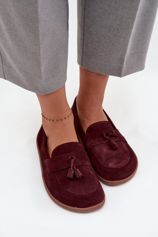 Leer Suède mocassins Typu Barefoot Zazoo 322 bordeaux