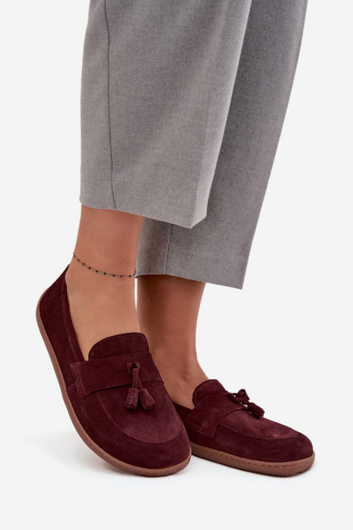 Leer Suède mocassins Typu Barefoot Zazoo 322 bordeaux