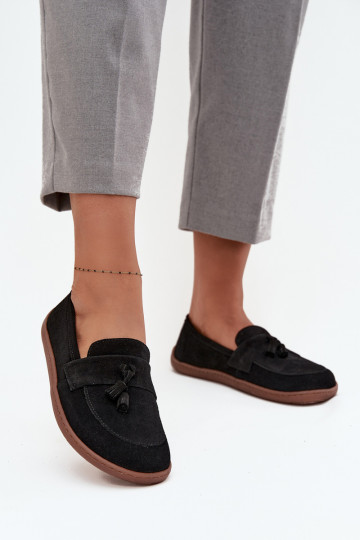 Leren suède mocassins "Barefoot" type Zazoo 322 zwarte kleur 2
