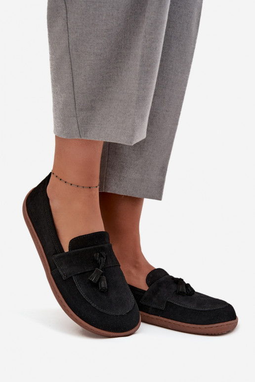 Peau Mocassins en daim Typu Barefoot Zazoo 322 couleur noire