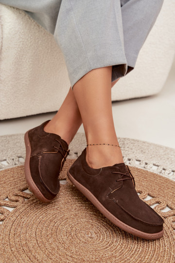 dames schoenen van natuurlijk suède "barefoot" type Zazoo 327 chocoladebruin