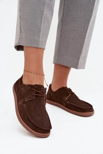 dames schoenen van natuurlijk suède "barefoot" type Zazoo 327 chocoladebruin 2