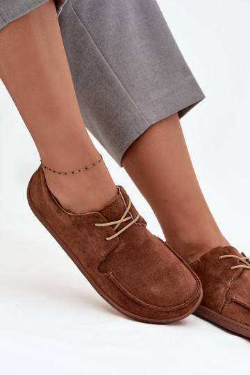 dames schoenen van natuurlijk suède "barefoot" type Zazoo 327 bruin