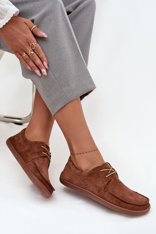 Schuhe Feminin Typu BarefootErmöglichtturalnego aus INildlederu Zazoo 327 braune Farbe