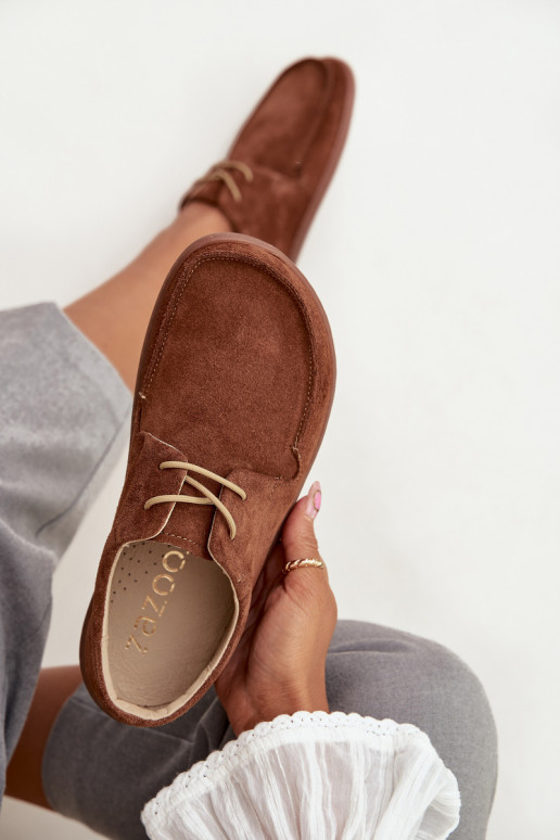 schoenen Dames Typu BarefootOpturalnego van suèdeu Zazoo 327 bruine kleur