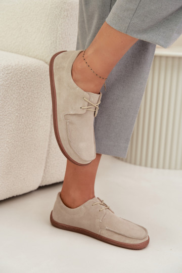 dames schoenen van natuurlijk suède "barefoot" type Zazoo 327 ivoor
