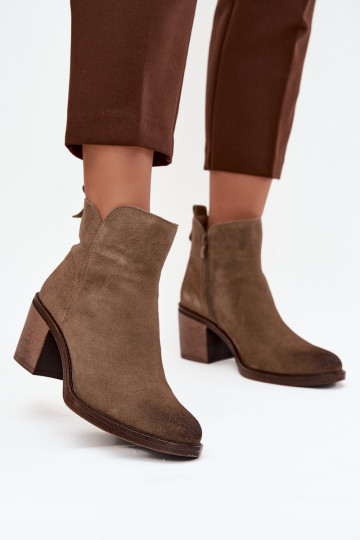 Bottes pour femmesActivéturalnego en daim avec des talons réchauffer Sergio Leone BT25321-S couleur kaki