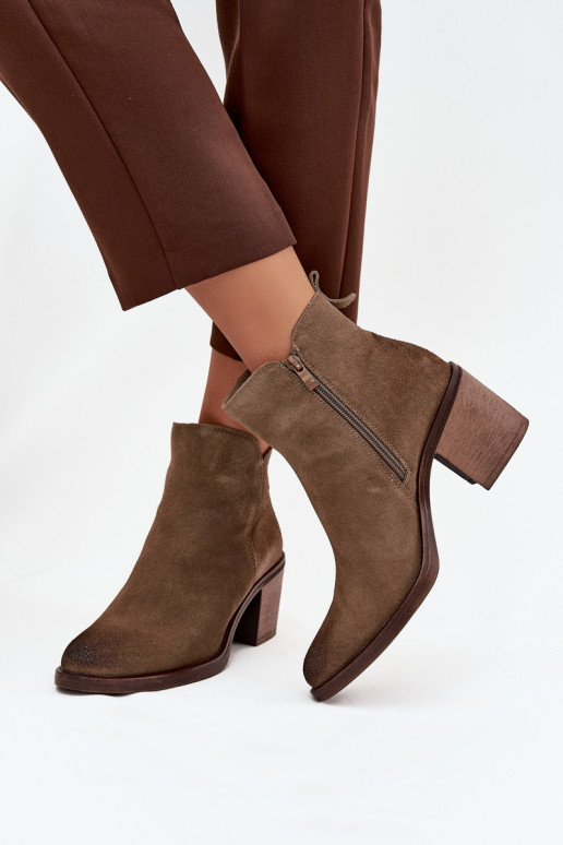 Bottes pour femmesActivéturalnego en daim avec des talons réchauffer Sergio Leone BT25321-S couleur kaki