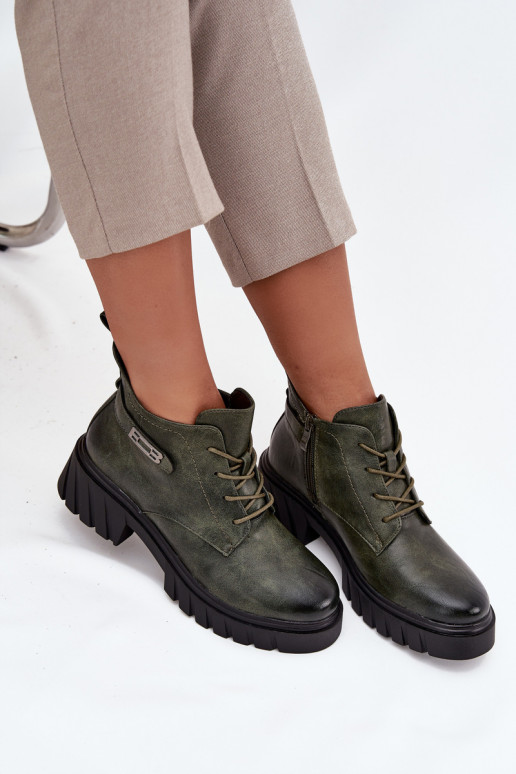 Laag opInarmen Dameslaarzen Op Klok met versierde hakken kaki kleuren Therisse