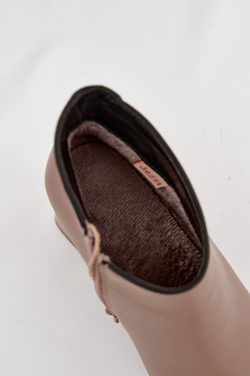 Leer Laarzen opInarmen met hakken beige Ivessara