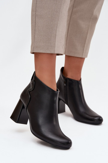 leren enkellaarsjes met hakken gevoerd zwart Ivessara 2