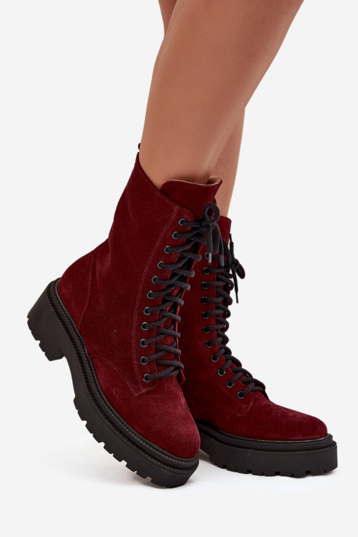 Enkellaarsjes voor Inerknemers DamesOpturalnego van suède opInarmen Zazoo 4213 bordeaux