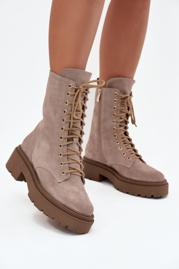 Bottines de travail FémininActivéturalnego en daim réchauffer Zazoo 4213 beige