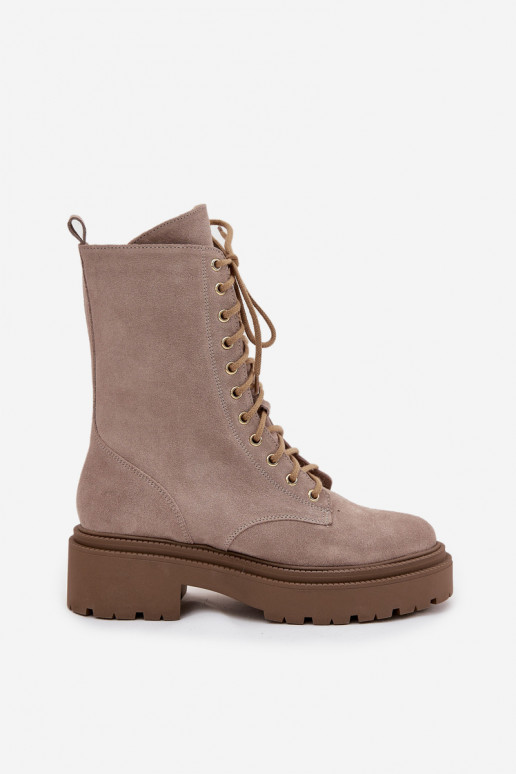 Bottines de travail FémininActivéturalnego en daim réchauffer Zazoo 4213 beige