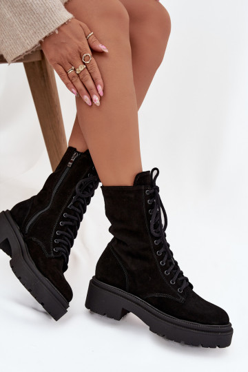 Bottines de travail FémininActivéturalnego en daim réchauffer Zazoo 4213 couleur noire