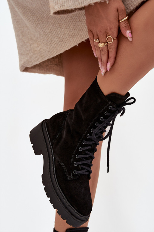 Arbeitsstiefeletten FemininErmöglichtturalnego aus INildleder sich Zuarm laufen Zazoo 4213 schZuarze Farbe