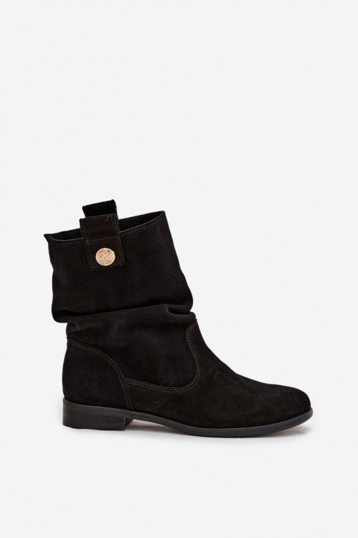 Peau Chaussures en daim Féminin Avec des volants réchauffer Zazoo 4210 couleur noire