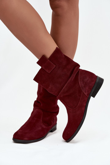 Leer Suede schoenen Dames Met ruches opInarmen Zazoo 4210 bordeaux