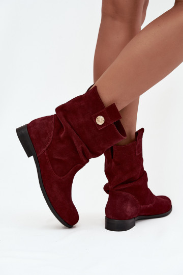 Peau Chaussures en daim Féminin Avec des volants réchauffer Zazoo 4210 Bourgogne 2