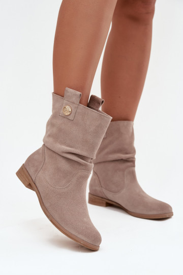 Peau Chaussures en daim Féminin Avec des volants réchauffer Zazoo 4210 beige 2