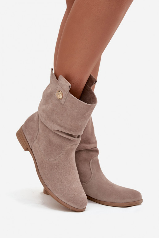 Leer Suede schoenen Dames Met ruches opInarmen Zazoo 4210 beige