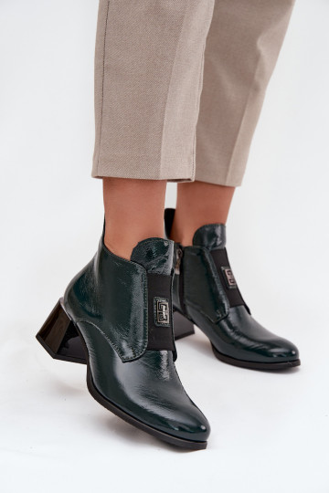 Haut mit Lackeffekt Stiefel Klocke Mit Dekorationen Detalem sich Zuarm laufen Zazoo 60560 Khaki-Farbe-Farbe 2