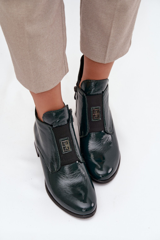 Peau avec effet vernis Bottes Klocke Avec des décorations Detalem réchauffer Zazoo 60560 couleur kaki