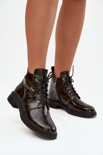 Haut mit Lackeffekt Damenstiefel sich Zuarm laufen Zum Schloss D&A LZ42-042 goldene Farbe