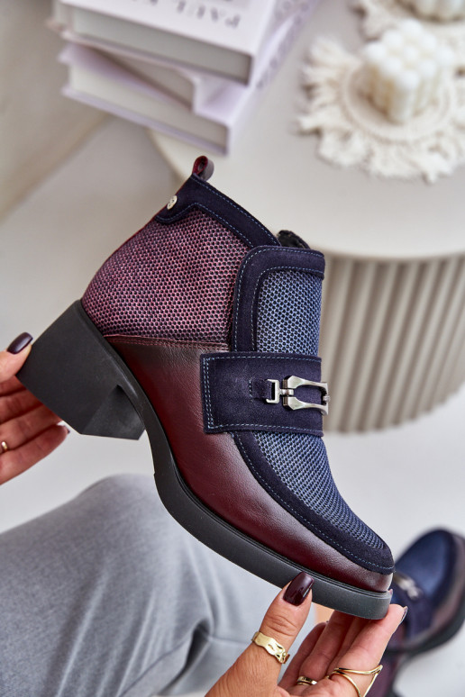 Peau Bottes pour femmes Sur des talons massifs avec des ornements Il fautciejka A6747-23 BourgogneÀo-bleu foncé Peau Bottes pour femmes Sur des talons massifs avec des ornements Il fautciejka A6747-23 BourgogneÀo-bleu foncé