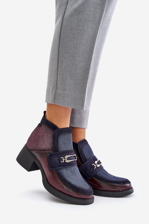 Peau Bottes pour femmes Sur des talons massifs avec des ornements Il fautciejka A6747-23 BourgogneÀo-bleu foncé Peau Bottes pour femmes Sur des talons massifs avec des ornements Il fautciejka A6747-23 BourgogneÀo-bleu foncé