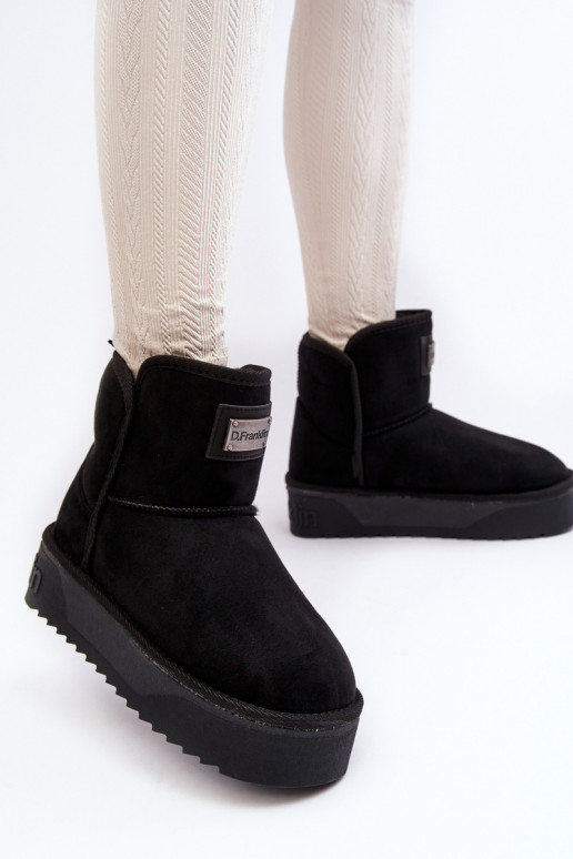 Végétalien DANSodoodporne Bottes de neige avec une plateforme D.Franklin DFSH371004 couleur noire