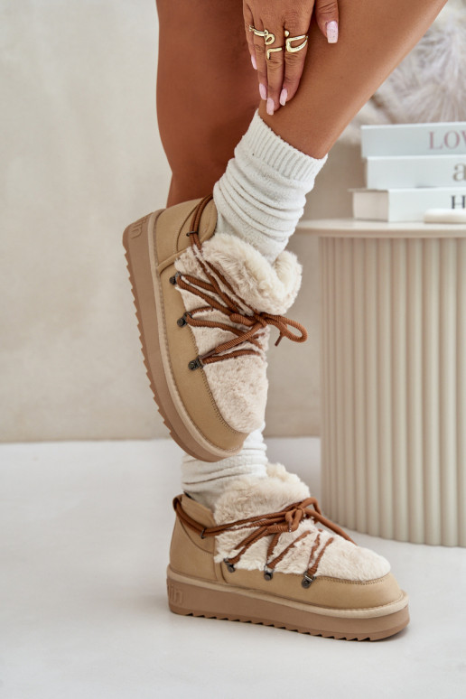Laag SneeuIn laarzen met platform met bont D.Franklin DFSH370011 beige