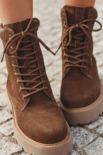 Bottines en daim pour femmes avec lacets Big Star SS274792 brunes 2