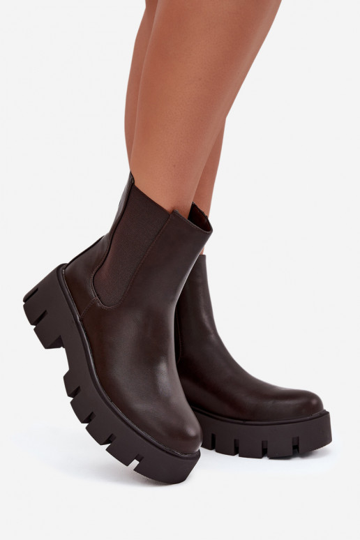 Stijlvolle paarsgewarmde dameslaarsjes van eco-leer in donkerbruin "Fivienne"