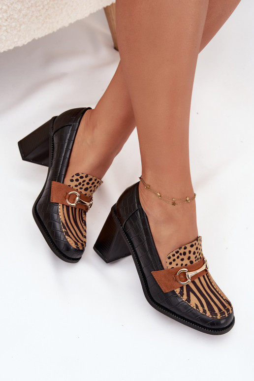 Damen High Heels mit Prägung und goldenen Details, schwarz und sandfarben, Novella Damen High Heels mit Prägung und goldenen Details, schwarz und sandfarben, Novella