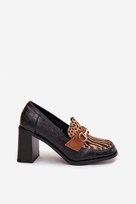 Damen High Heels mit Prägung und goldenen Details, schwarz und sandfarben, Novella Damen High Heels mit Prägung und goldenen Details, schwarz und sandfarben, Novella