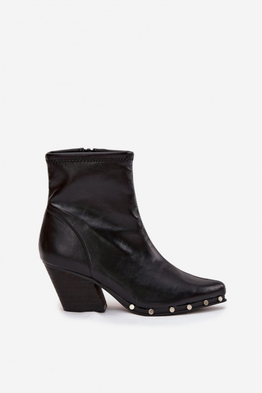 Bottines style cowboy pour femmes noires en cuir écologique avec talons Abrielle