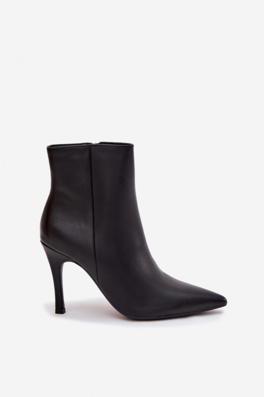Bottines pour femmes noires à talons fins en simili cuir, Nolisse Bottines pour femmes noires à talons fins en simili cuir, Nolisse