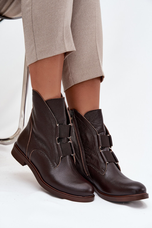 Bottes pour femmesActivéturalnej Skóry avec des talons larges Zazoo 3842 CzekoladoÀe