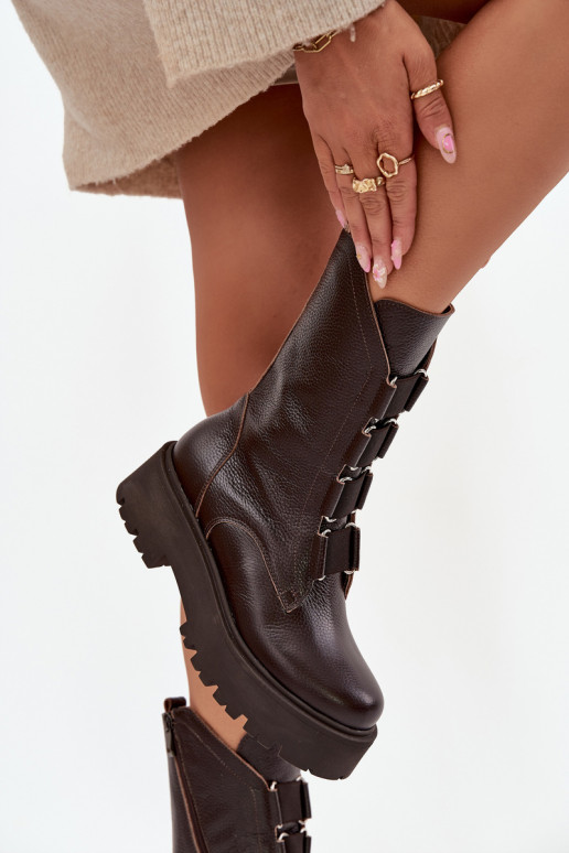 DameslaarzenOpturalnej Skóry met platform Zazoo 3795 CzekoladoIne