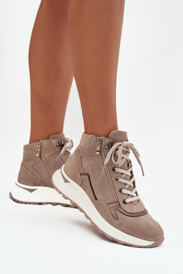 Bottes Style sportif Féminin avec une plateformeActivéturalnego en daimu Zazoo Z1239 beige