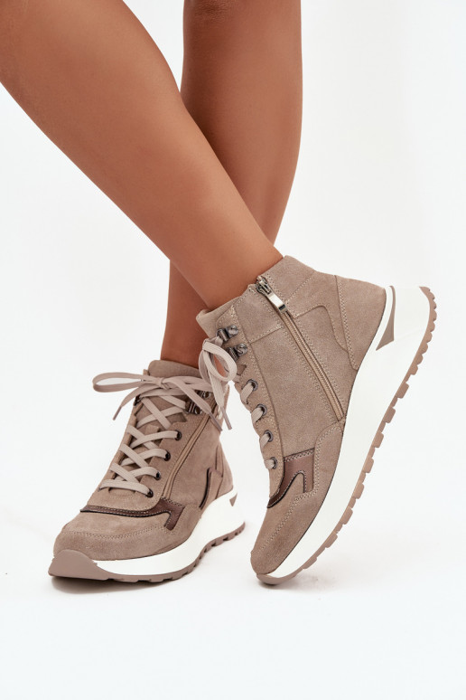 Bottes Style sportif Féminin avec une plateformeActivéturalnego en daimu Zazoo Z1239 beige