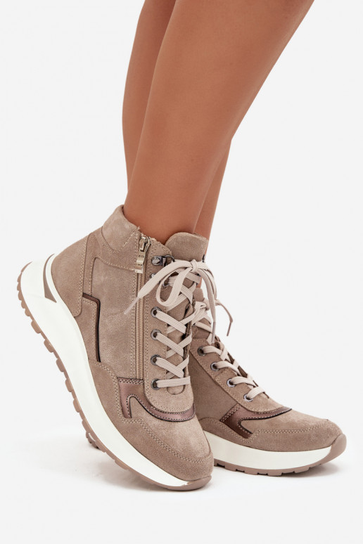 Bottes Style sportif Féminin avec une plateformeActivéturalnego en daimu Zazoo Z1239 beige