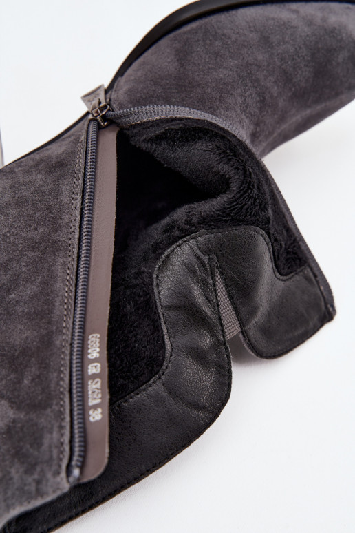 Bottes pour femmesActivéturalnego en daimu avec des talons réchauffer Vinceza 66806 couleur grise