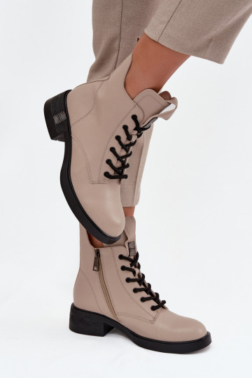 Leer Dameslaarzen Op een lage hak Vinceza 66818 beige