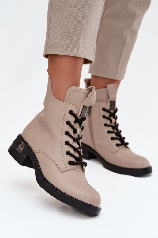 Peau Bottes pour femmes Sur un talon bas Vinceza 66818 beige