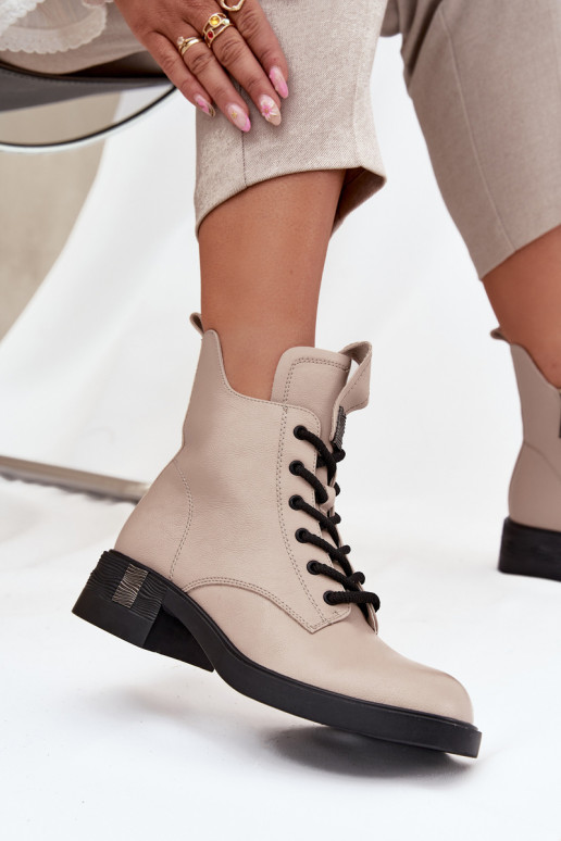 Peau Bottes pour femmes Sur un talon bas Vinceza 66818 beige