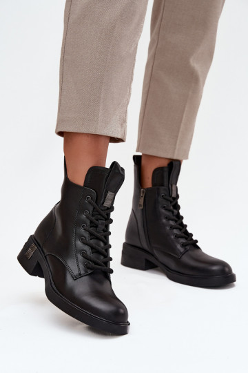 Haut Damenstiefel Auf niedrigem Absatz Vinceza 66818 schZuarze Farbe