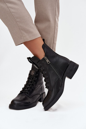 Haut Damenstiefel Auf niedrigem Absatz Vinceza 66818 schZuarze Farbe 2