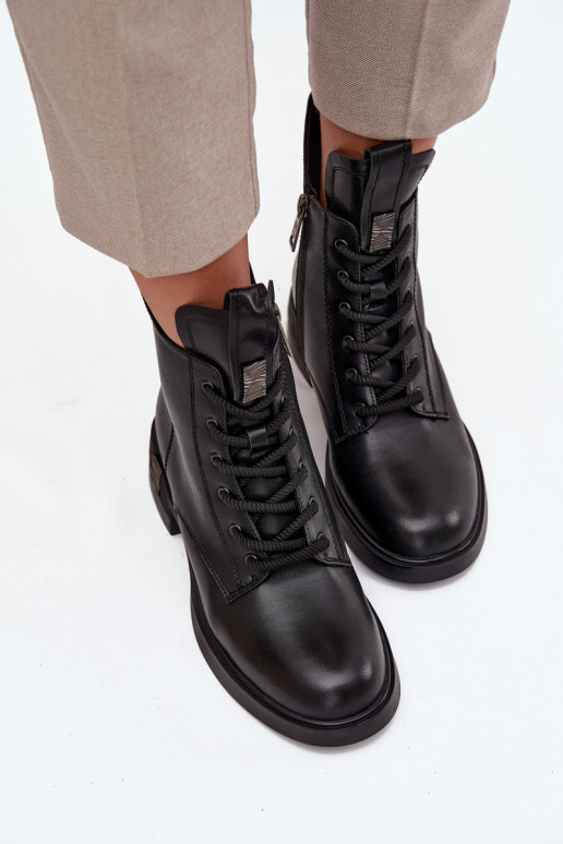 Peau Bottes pour femmes Sur un talon bas Vinceza 66818 couleur noire